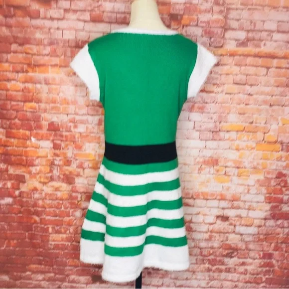 Holiday Time Sort Sleeved Green and White Ugly Christmas Sweater Elf Min… - Picture 5 of 6